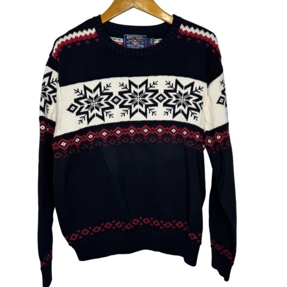 Vintage American Living Nordic‎ Snowflake Sweater Mens Large